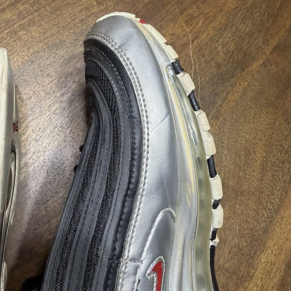 Nike Air Max 97 QS B-Sides Metallic Silver Black Size 10.5 Sneakers AT5458-001